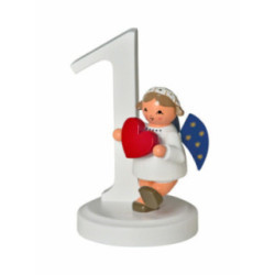 Zahl "1" mit Engel - 7 cm