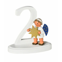 Number "2" with Angel - 7 cm / 2.8 inch