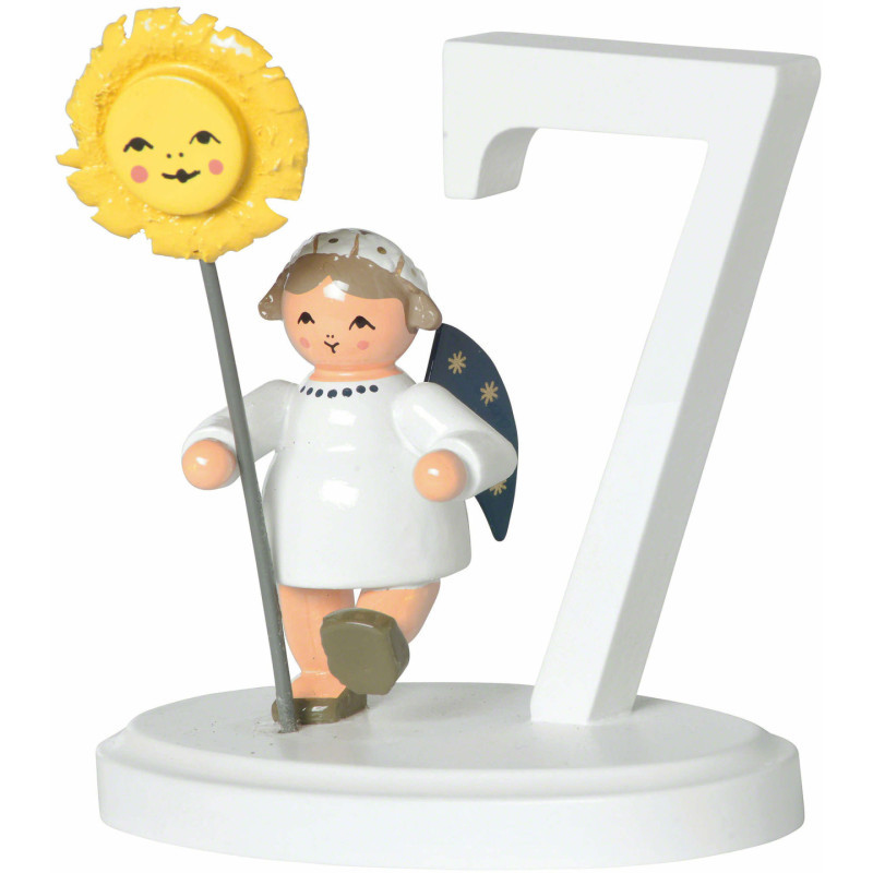 Number "7" with Angel - 7 cm / 2.8 inch