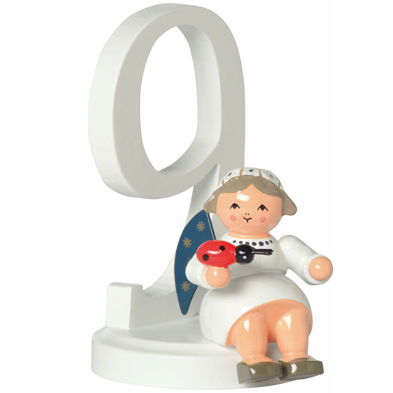 Number "9" with Angel - 7 cm / 2.8 inch