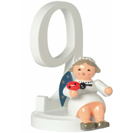 Number "9" with Angel - 7 cm / 2.8 inch