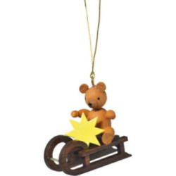 Christbaumschmuck "Teddy auf Schlitten" - 4 cm
