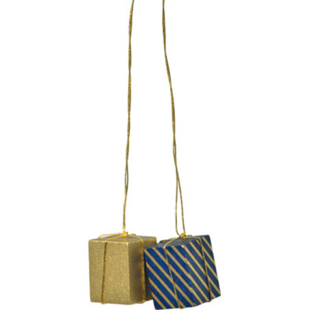 Tree Ornament - "Presents Gold/Blue-Gold" - 3 cm / 1.2 inch