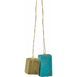 Tree Ornament - "Presents Gold/Turquoise" - 4 cm / 1.6 inch