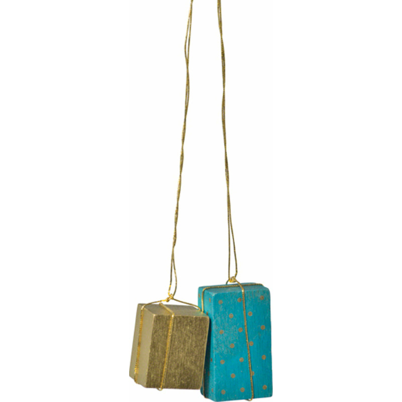 Tree Ornament - "Presents Gold/Turquoise" - 4 cm / 1.6 inch