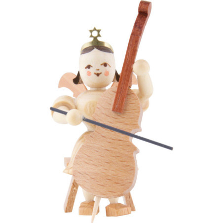 Kurzrockengel sitzend mit Violoncello, natur - 6,6 cm