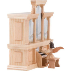 Angel Short Skirt Natural, at the Organ with Music Box - 15,5x15 cm / 5.9x6.1 inch