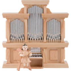 Angel Short Skirt Natural, at the Organ with Music Box - 15,5x15 cm / 5.9x6.1 inch