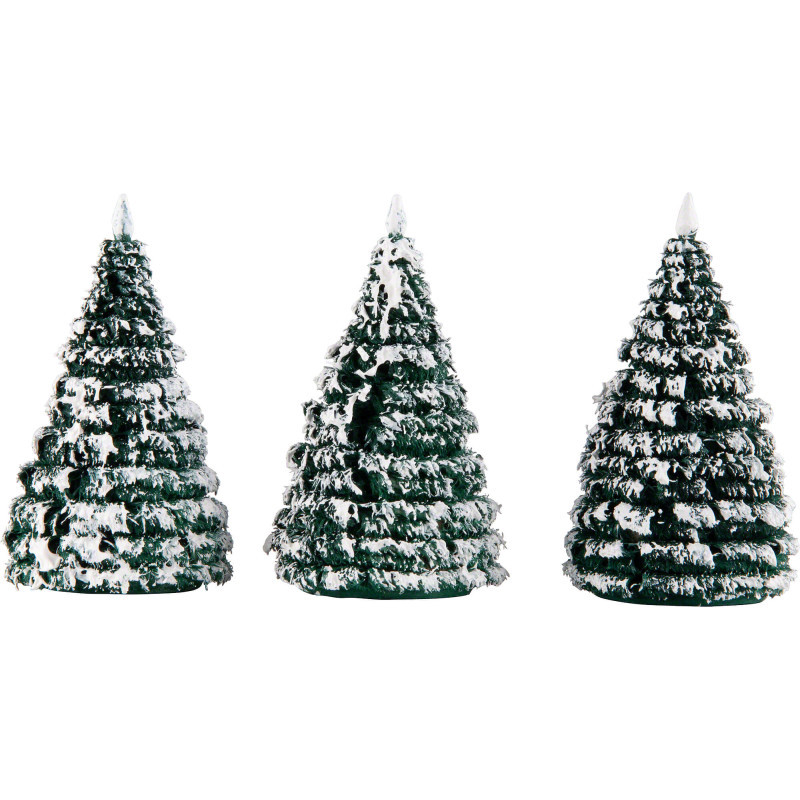 Frosted Trees - Green-White - 3 pieces - 6 cm / 2.4 inch