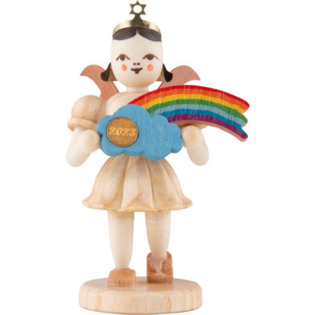 Kurzrockengel mit Regenbogen, natur - Jahresedition 2023 - 6,6 cm