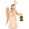 Long Pleated Skirt Angel with Lantern and Star, Natural - 22 cm / 8.7 inch