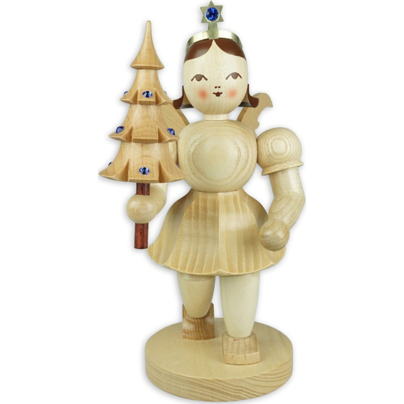 Kurzrockengel mit Bäumchen mit Preciosa Kristallen, natur - Sonderedition - 22 cm