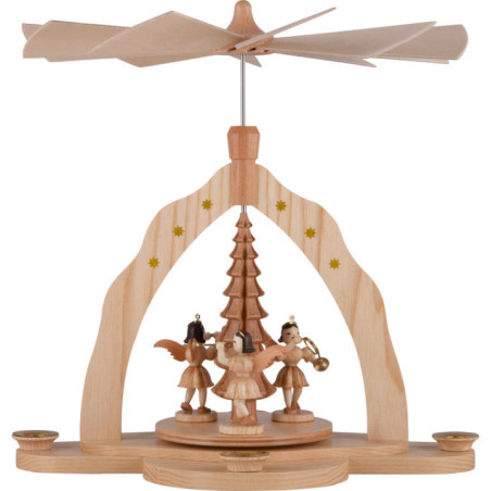 1-stöckige Pyramide mit drei Engeln, natur - 28x27x30 cm