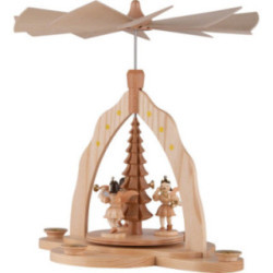 1-stöckige Pyramide mit drei Engeln, natur - 28x27x30 cm