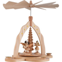 1-stöckige Pyramide mit drei Engeln, natur - 28x27x30 cm