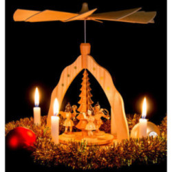 1-stöckige Pyramide mit drei Engeln, natur - 28x27x30 cm