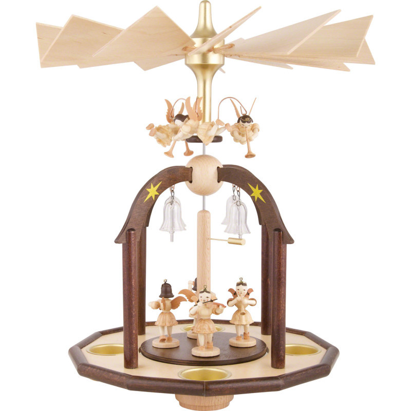 1-Tier Bell Pyramid - Seven Angels and Glass Bells - 38x28 cm / 15x11 inch