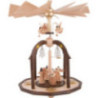 1-Tier Bell Pyramid - Long Pleated Skirt Angels and Glass Bells - 38x28 cm / 15x11 inch