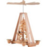 1-Tier Pyramid - Wood Chip Tree and Three Angels - 22x16x27 cm / 8.7x6.3x10.6 inch