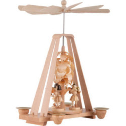 1-stöckige Pyramide mit Spanbaum und drei Engeln - 22x16x27 cm