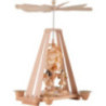 1-Tier Pyramid - Wood Chip Tree and Three Angels - 22x16x27 cm / 8.7x6.3x10.6 inch