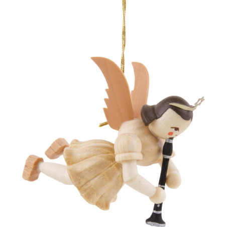 Schwebeengel mit Klarinette, natur - 6,6 cm
