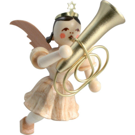 Schwebeengel mit Tuba, natur - 6,6 cm