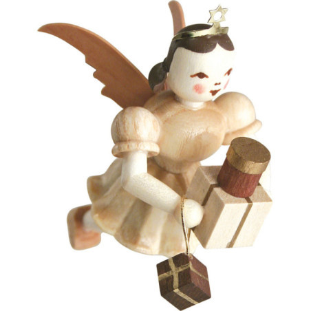 Schwebeengel mit Geschenken, natur - 6,6 cm