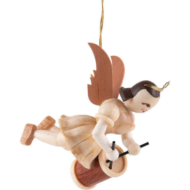 Floating Angel with Long Drum - Natural - 6,6 cm / 2.6 inch