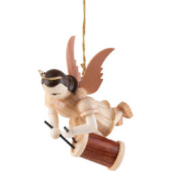 Floating Angel with Long Drum - Natural - 6,6 cm / 2.6 inch