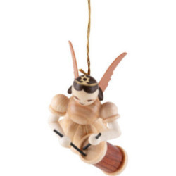 Floating Angel with Long Drum - Natural - 6,6 cm / 2.6 inch