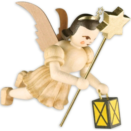 Floating Angel with Lantern/Star natural - 6,6 cm / 2.6 inch