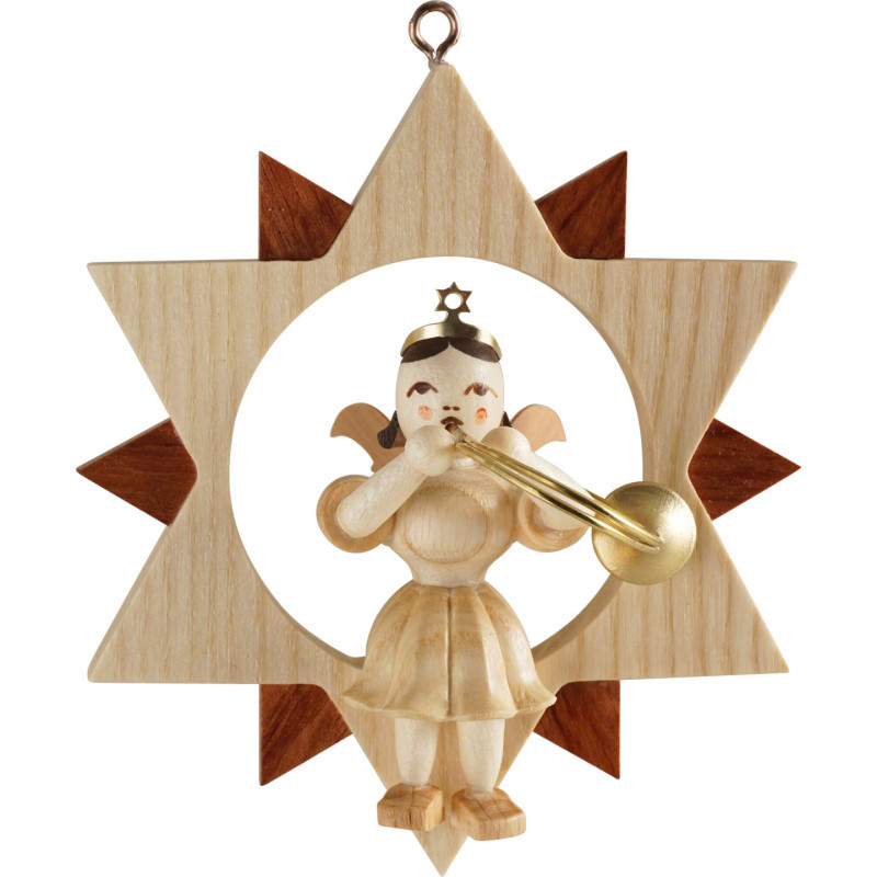 Angel Short Skirt with Alto Horn in Star - Natural - 9 cm / 3.5 inch