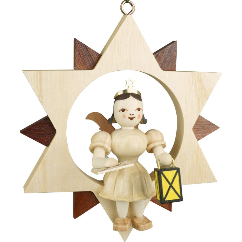 Guardian Angel Sitting in a Star - Natural - 9 cm / 3.5 inch