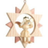 Angel Sitting in a Star with Trumpet, Natural - 9 cm / 3.5 inch