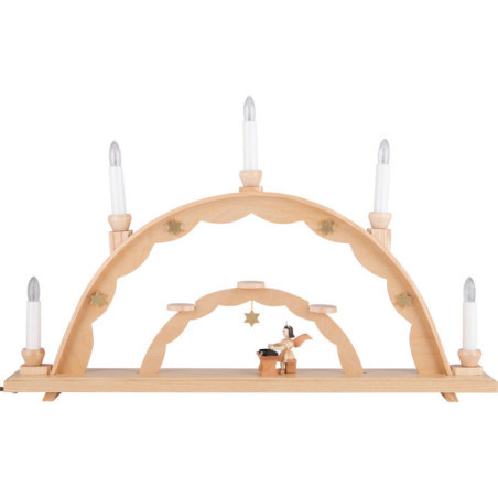 Schwibbogen mit Engel an der Zither und elektrischer Beleuchtung - 55x32 cm