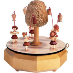 Music Box with Five Lantern Children, Natural - 21x20 cm / 8.3x7.9 inch